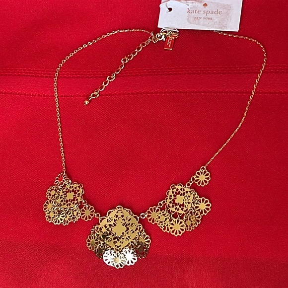 NEW KATE SPADE GOLDEN AGE CRYSTAL FLOWER NECKLACE MINT - Picture 8 of 14